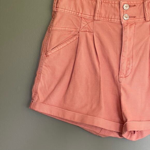 Anthropologie Pilcro Relaxed Pleat Shorts Size 29 Pink High Waist Pleated Cuffed - Picture 7 of 16